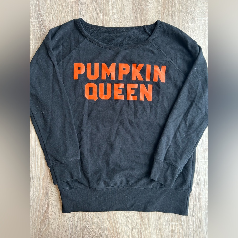 Pumpkin Queen Black Sweater with Orange Lettering